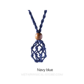 Crystal Stone Holder Necklace - Navy blue