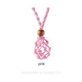 Crystal Stone Holder Necklace - Pink