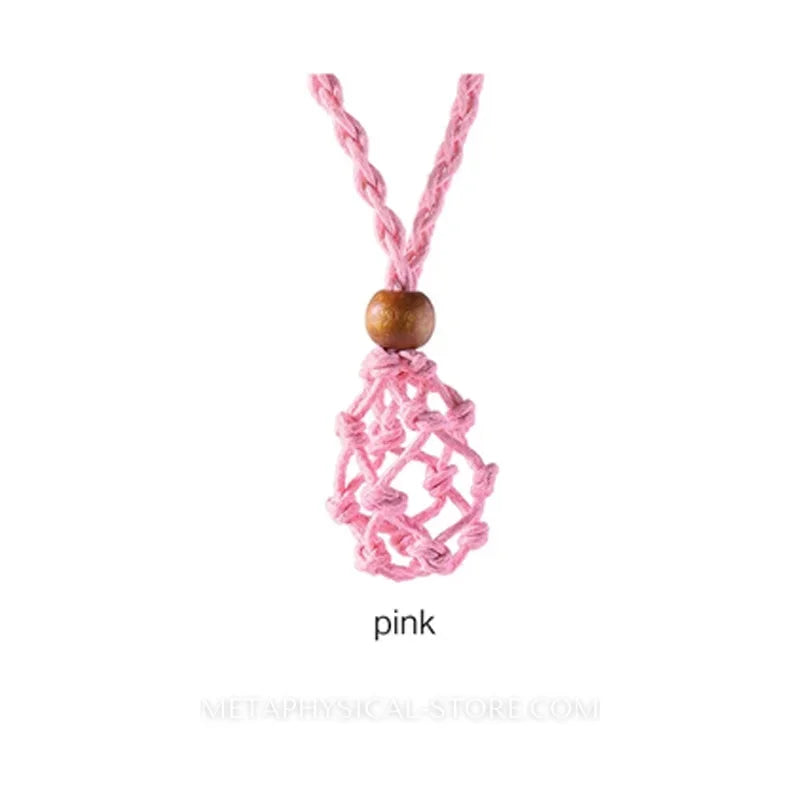 Crystal Stone Holder Necklace - Pink