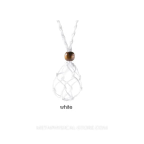 Crystal Stone Holder Necklace - White