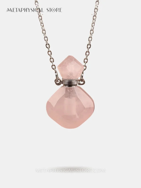 Crystal vial necklace - Amazonite / Silver