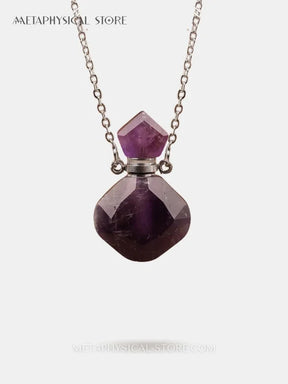 Crystal vial necklace - Amethyst / Silver