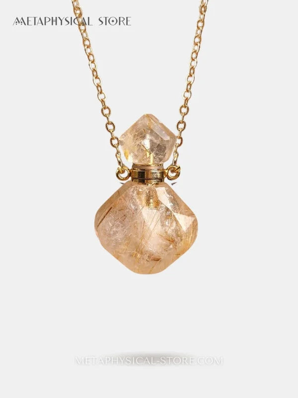 Crystal vial necklace - Citrine / Gold