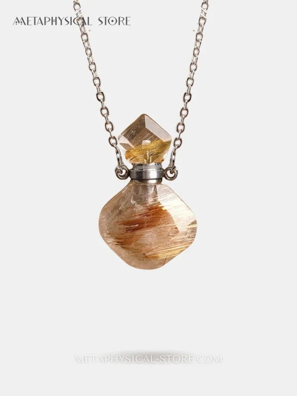 Crystal vial necklace - Citrine / Silver