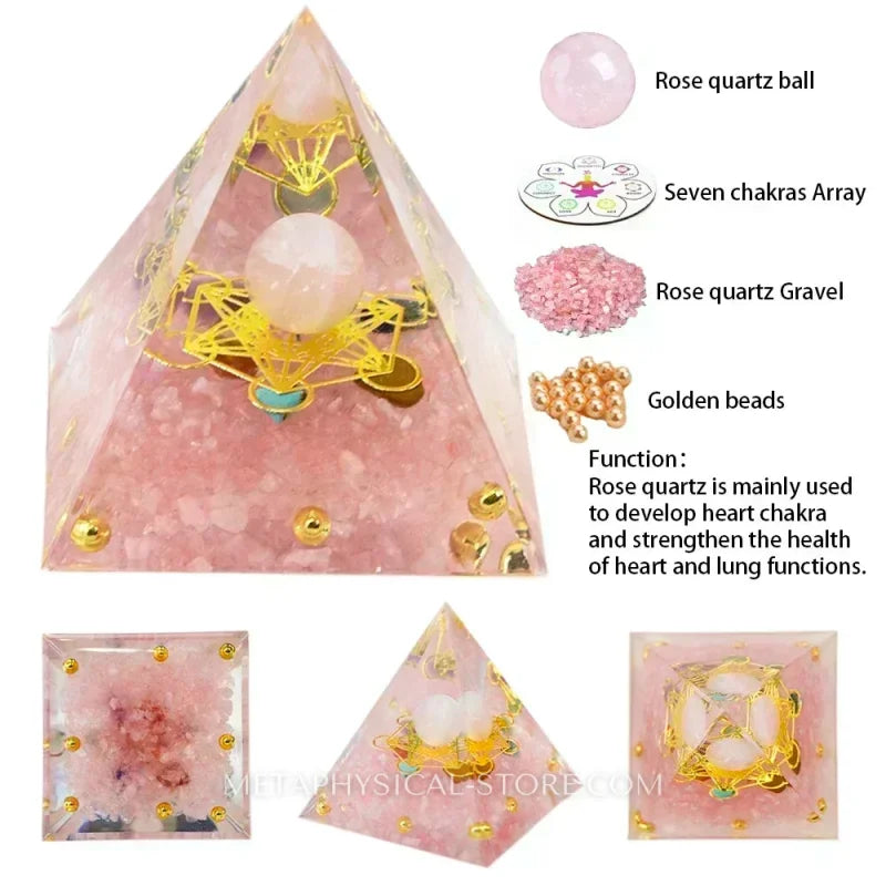 EMF Protection Orgone Pyramid - Rose quartz