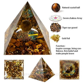 EMF Protection Orgone Pyramid - Tiger Eye