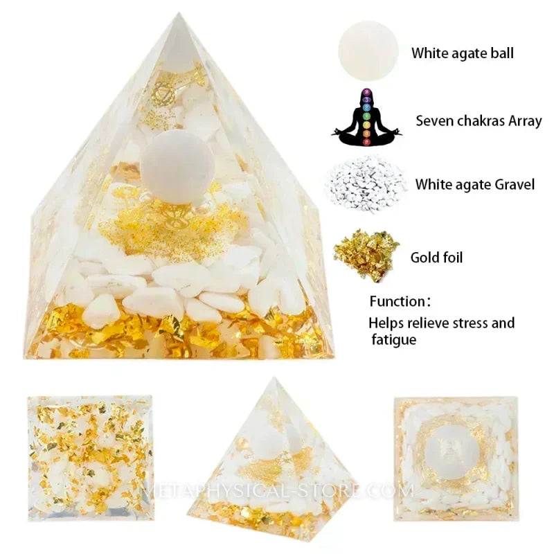 EMF Protection Orgone Pyramid - White agate