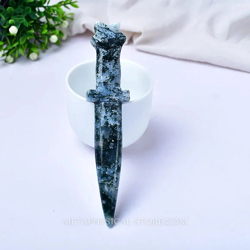 Gemstone Knife - Moss agate