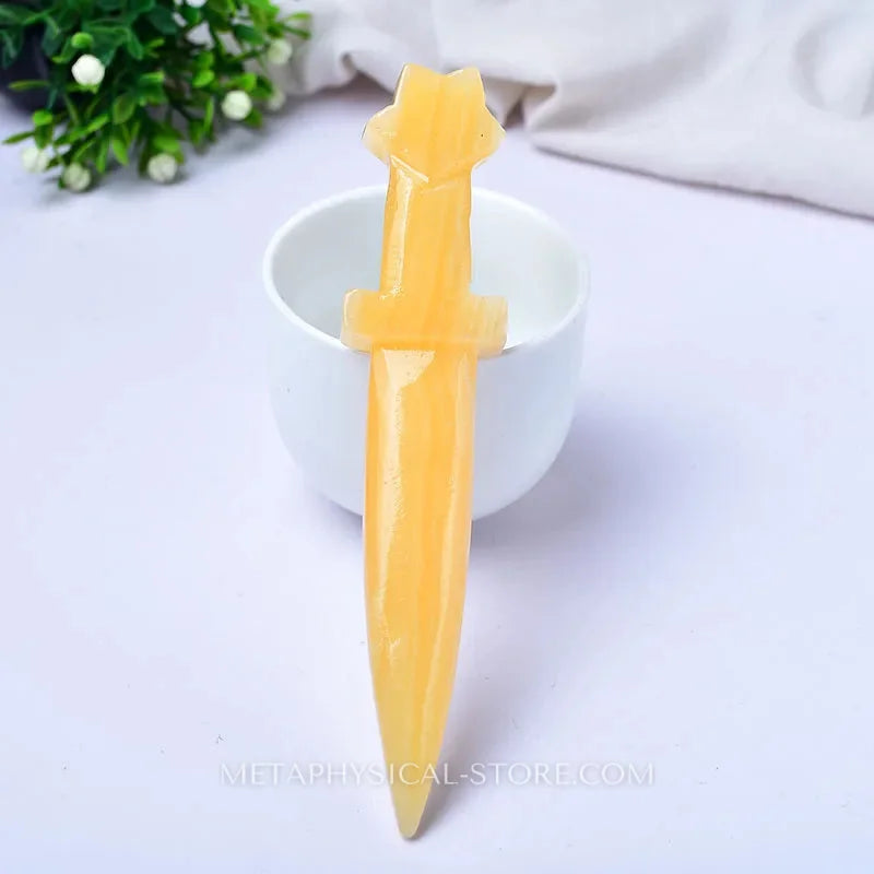 Gemstone Knife - Yellow jade