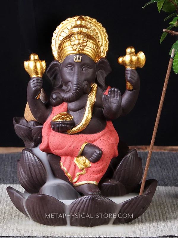 Lord Ganesh incense burner - Red