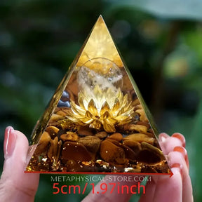 Lotus Flower Orgone Pyramid - Tiger eye