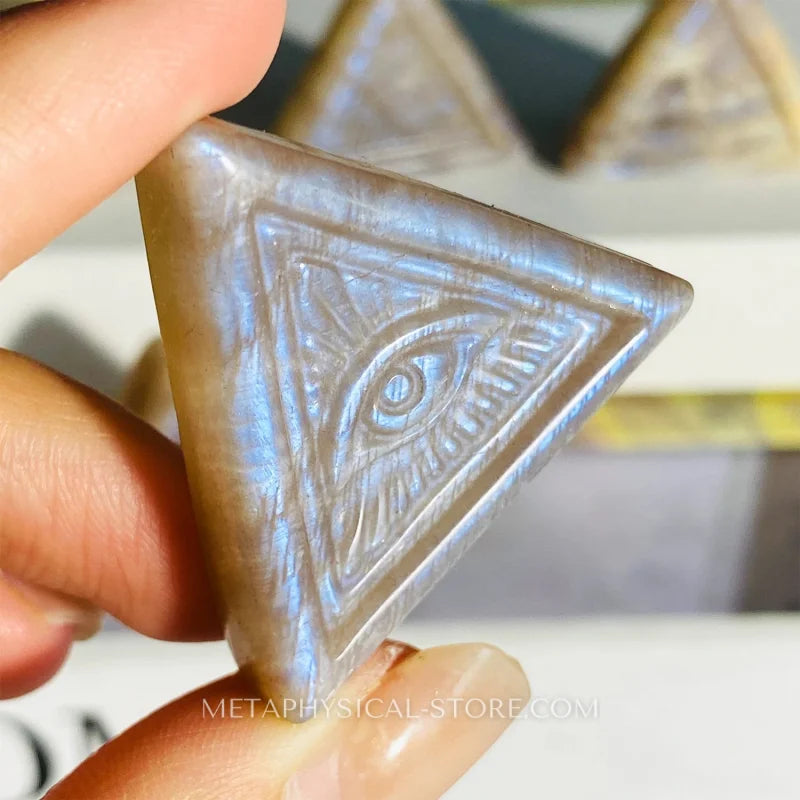 Moonstone Evil Eye Triangle - Moonstone