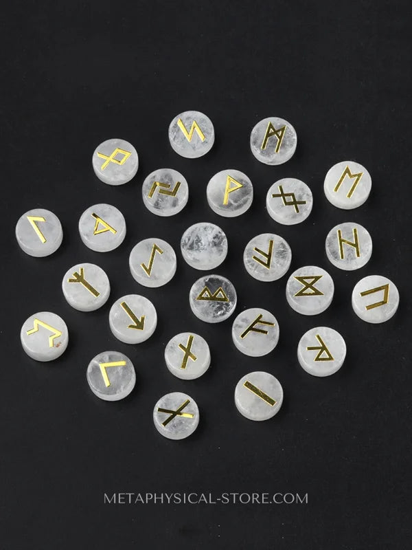 Viking Runes Oval - Clear quartz