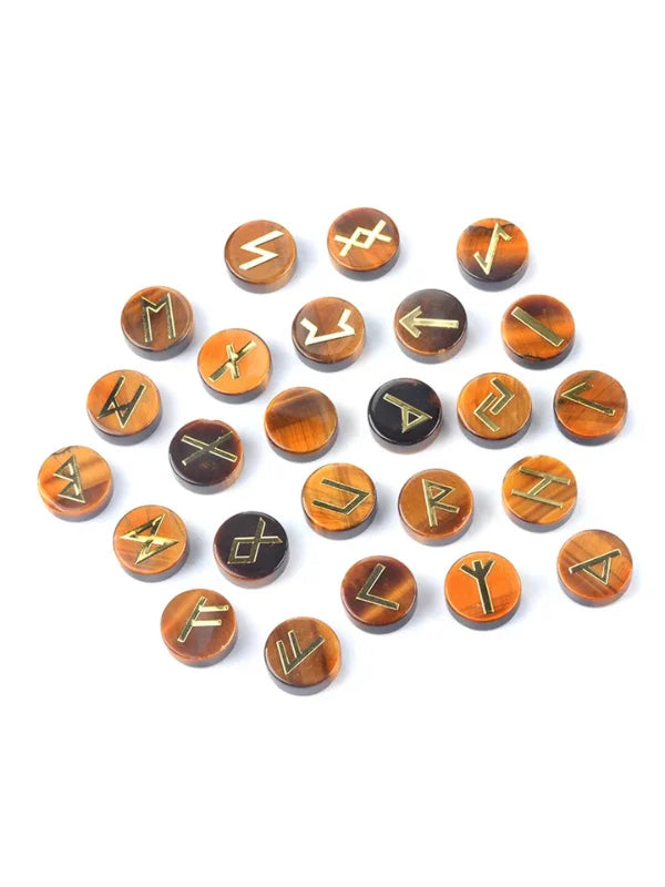 Viking Runes Oval - Tiger eye