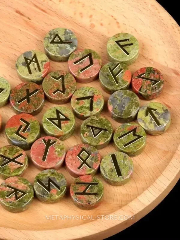 Viking Runes Oval - Unakite