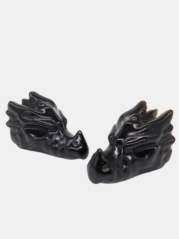 Black Obsidian Dragon Head