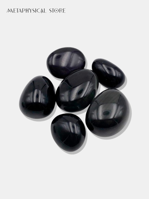 Black obsidian palm stones