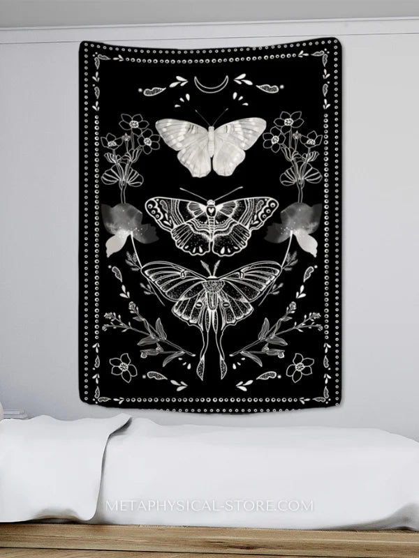 Boho Butterfly Tapestry - S - 150x100cm / Black