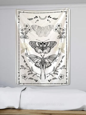 Boho Butterfly Tapestry - S - 150x100cm / White