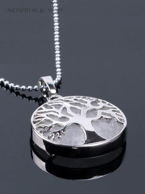 Clear quartz Tree of life necklace