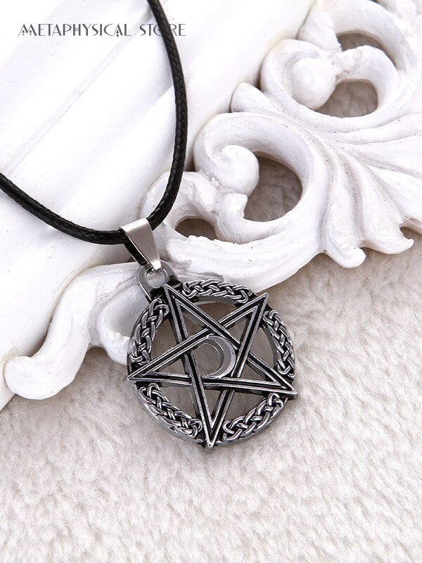 Crescent moon Pentagram necklace