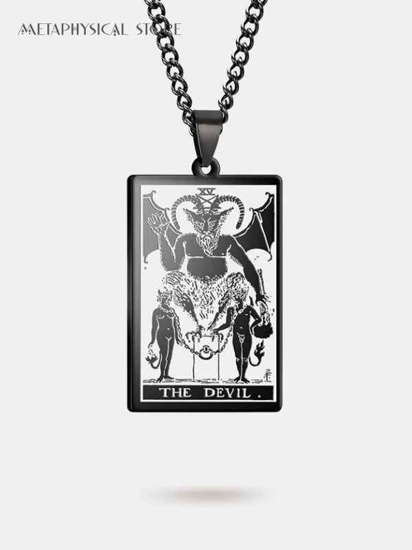 Devil Tarot card necklace