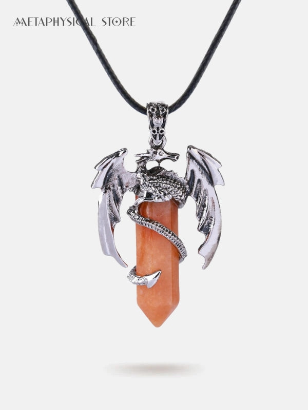 Orange jade dragon necklace