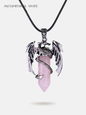 Rose quartz dragon necklace