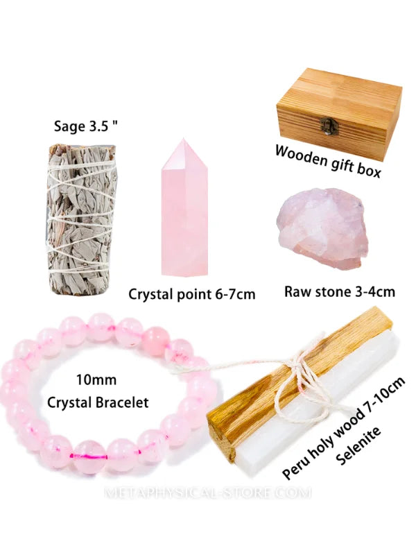 Energy Cleansing Smudge Kit With Rose Quartz