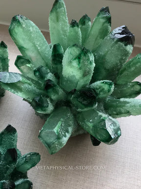 Green Ghost Quartz Crystal Cluster