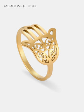 Hamsa ring gold