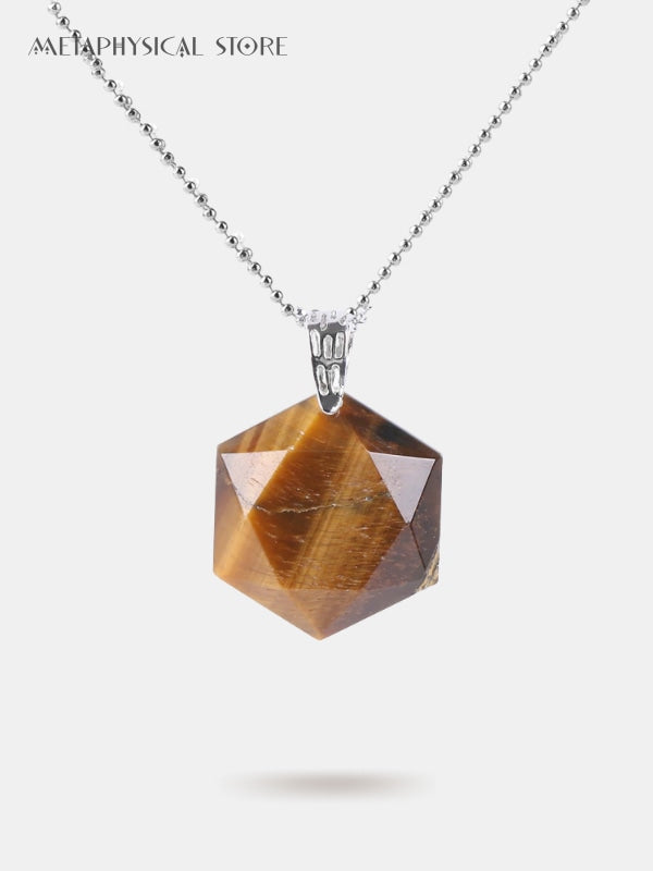 Hexagonal quartz crystal pendant