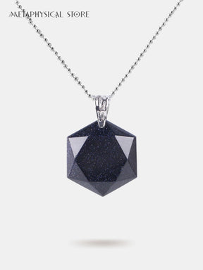 Hexagonal quartz crystal pendant