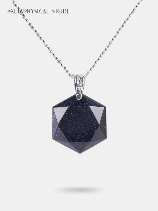 Hexagonal quartz crystal pendant
