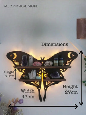 Luna moth lamp crystal shelf