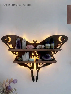 Luna moth lamp crystal shelf