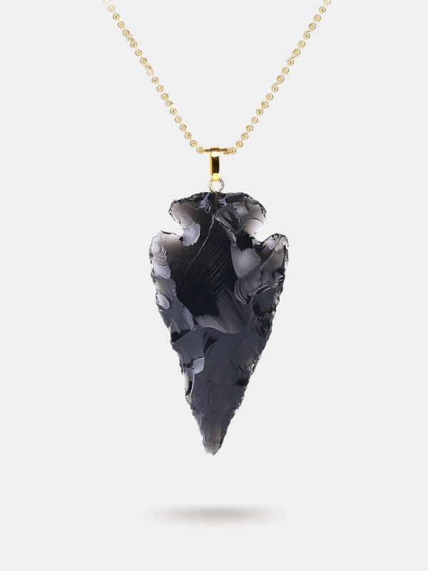 Obsidian arrowhead necklace