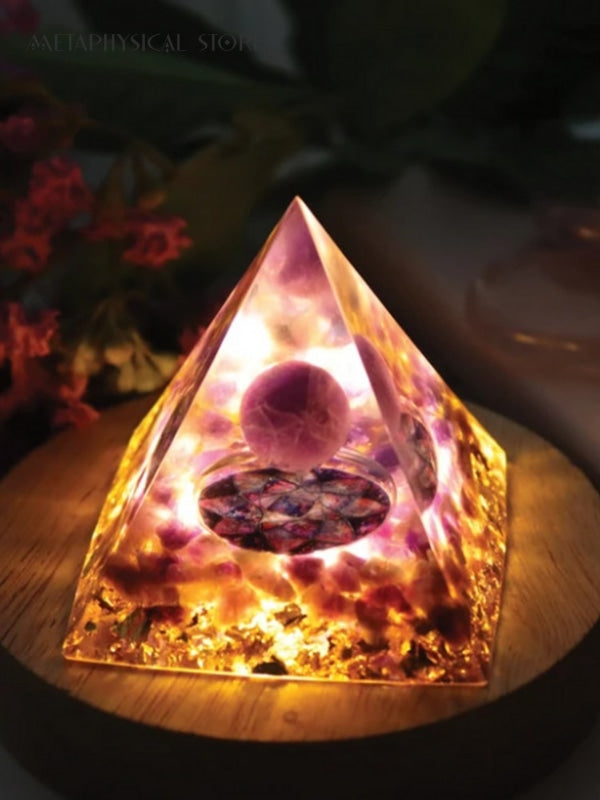Orgonite amethyst crystal pyramid