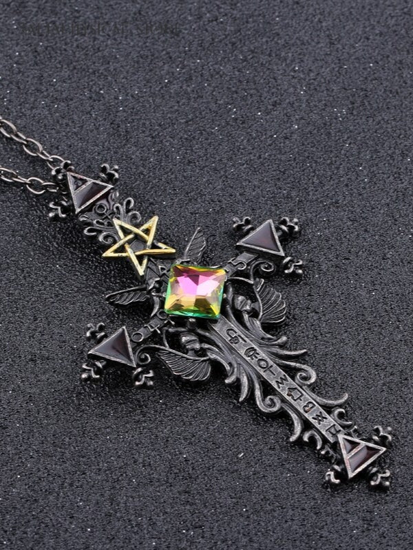 Pentagram cross necklace