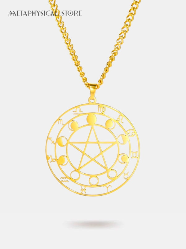Pentagram zodiac symbols necklace