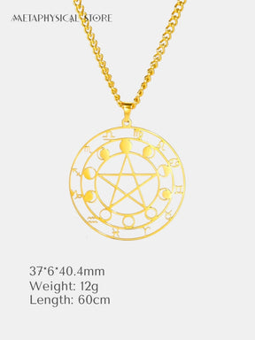 Pentagram zodiac symbols necklace