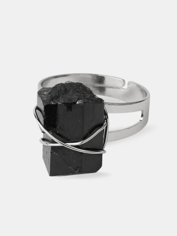 Raw obsidian ring