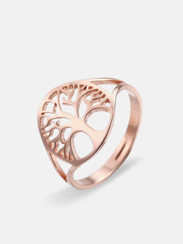 Rose gold tree of life ring