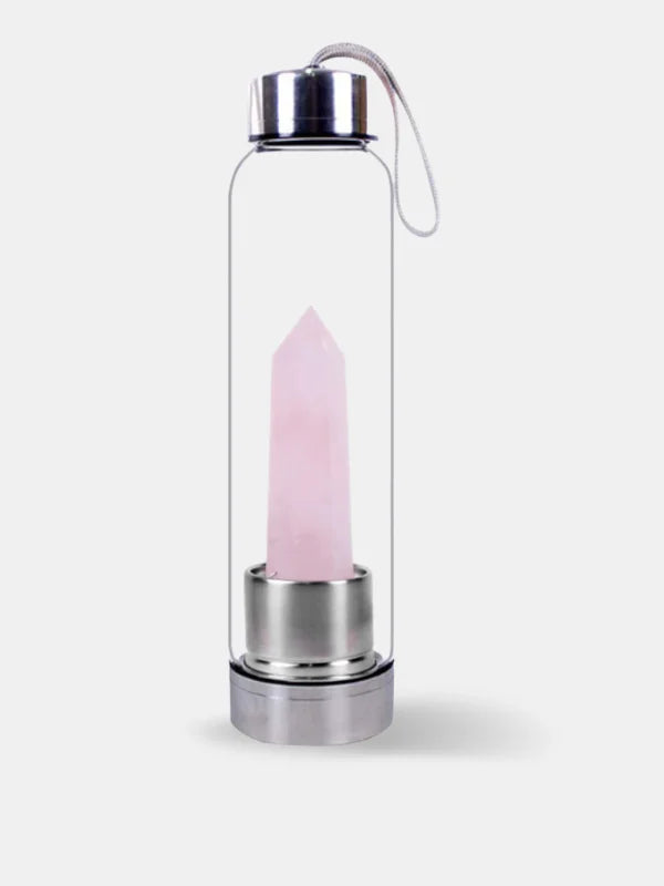 Rose Quartz Crystal Water Bottle - Rose quartz