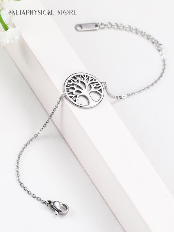 Stainless steel tree of life bracelet