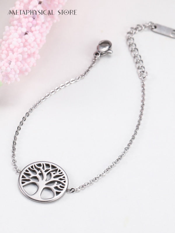 Stainless steel tree of life bracelet