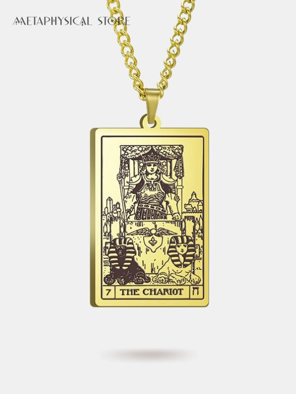 The Chariot tarot card necklace