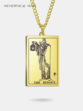 The Hermit tarot card necklace