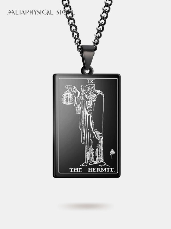 The Hermit tarot card necklace