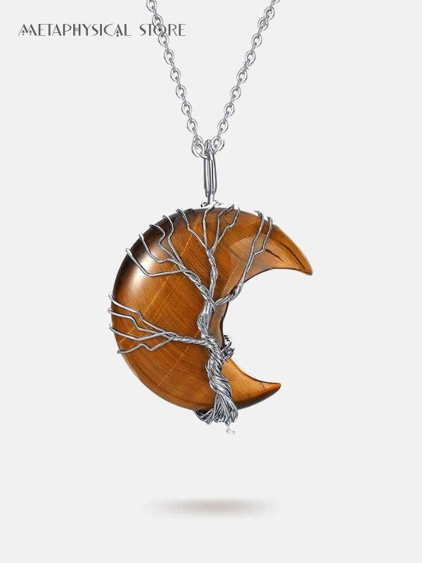 Tree of life crescent moon necklace